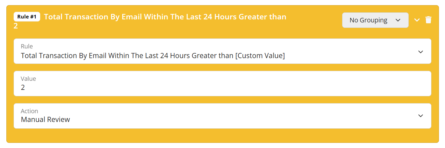 Velocity rules within the last 24 hours