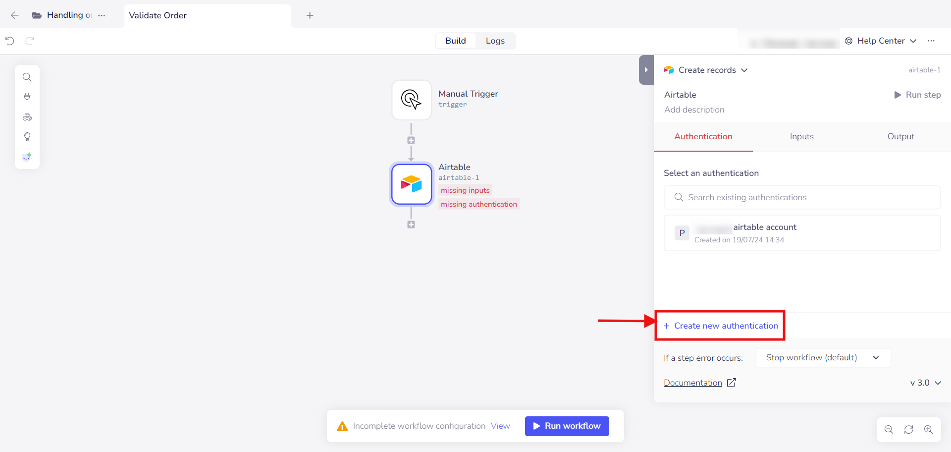 Create a new authentication in Tray.io