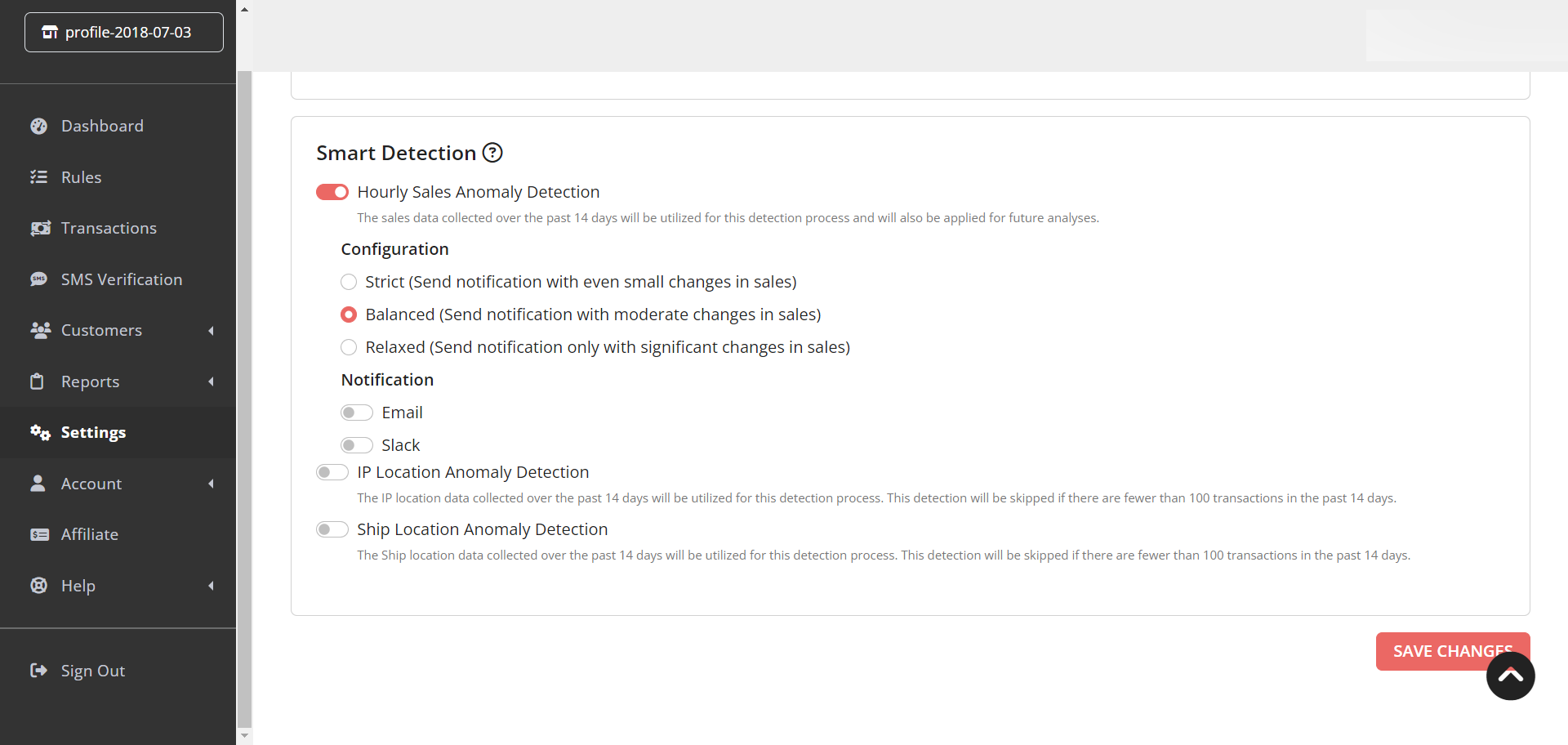 Smart Detection Settings