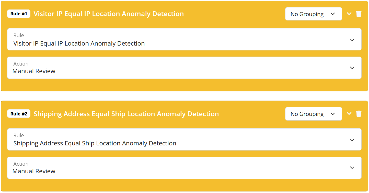 Validation rules for IP and Ship Location Anomaly Detection