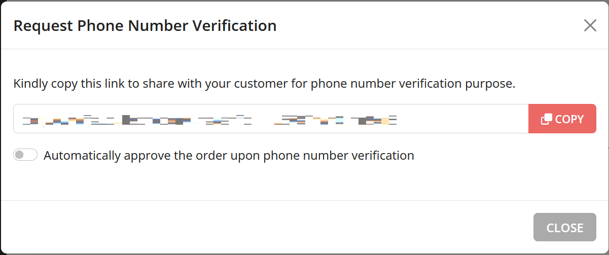 Example of Request Phone Number Verification section for SMS Verification request